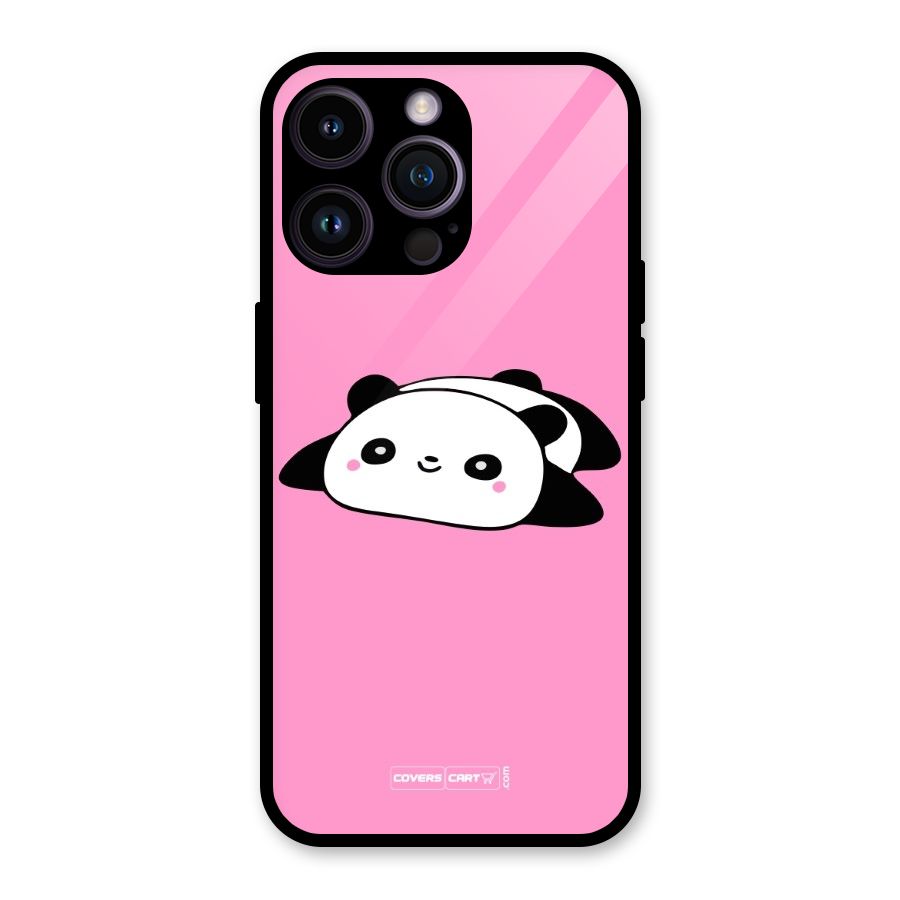 Cute Lazy Panda Glass Back Case for iPhone 14 Pro Max