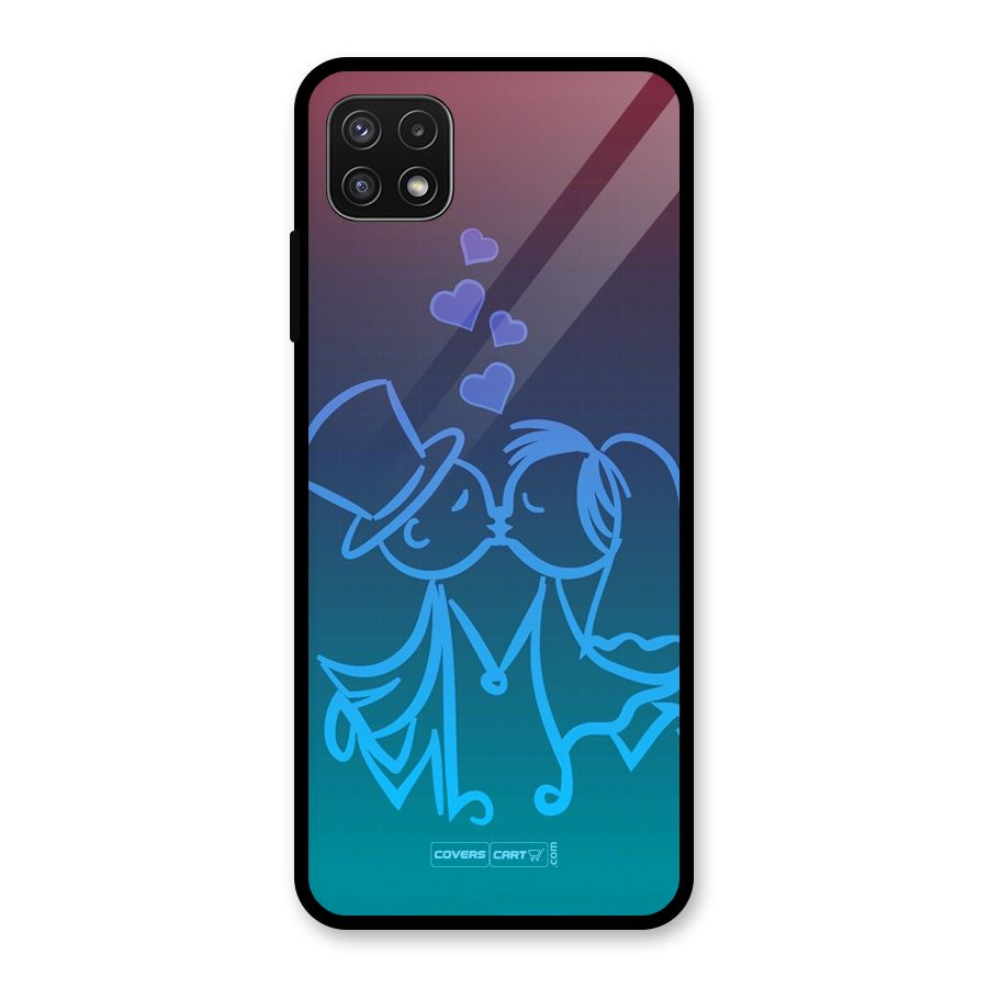 Cute Love Glass Back Case for Galaxy A22 5G