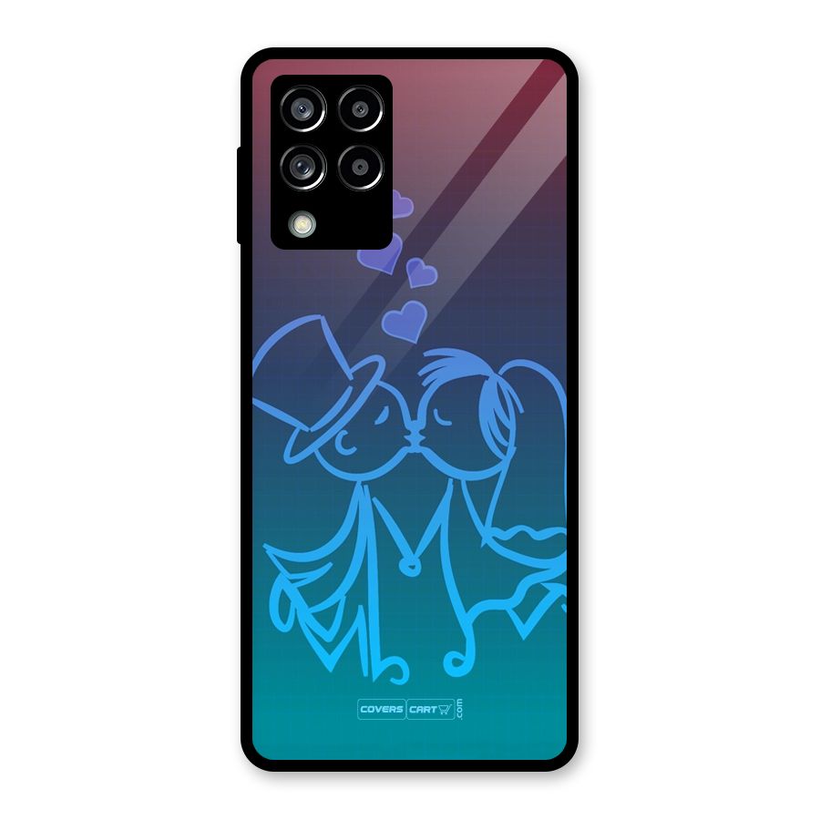 Cute Love Glass Back Case for Galaxy M53 5G