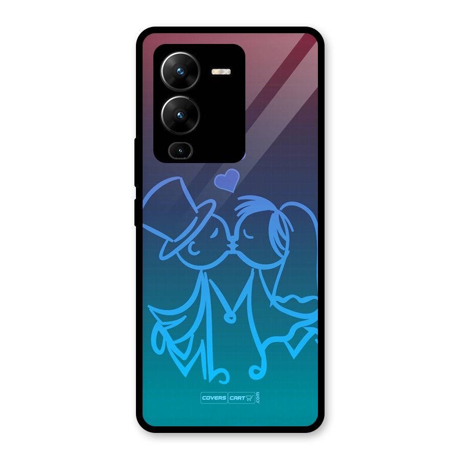 Cute Love Glass Back Case for Vivo V25 Pro