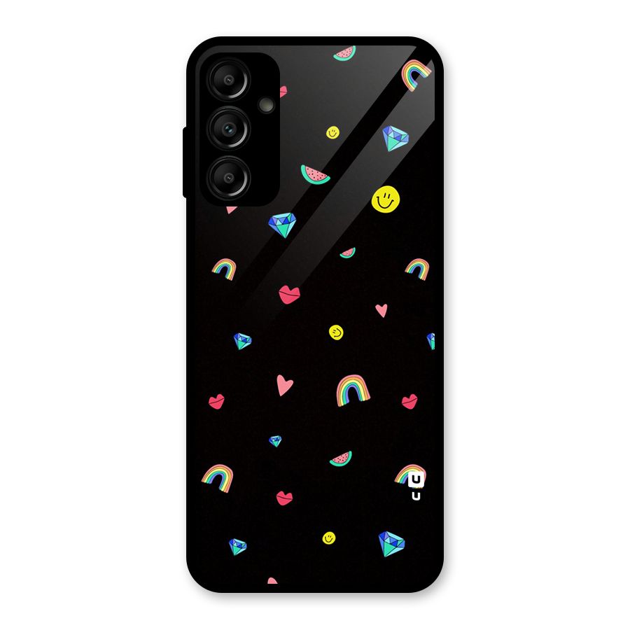 Cute Multicolor Shapes Glass Back Case for Galaxy A14 5G