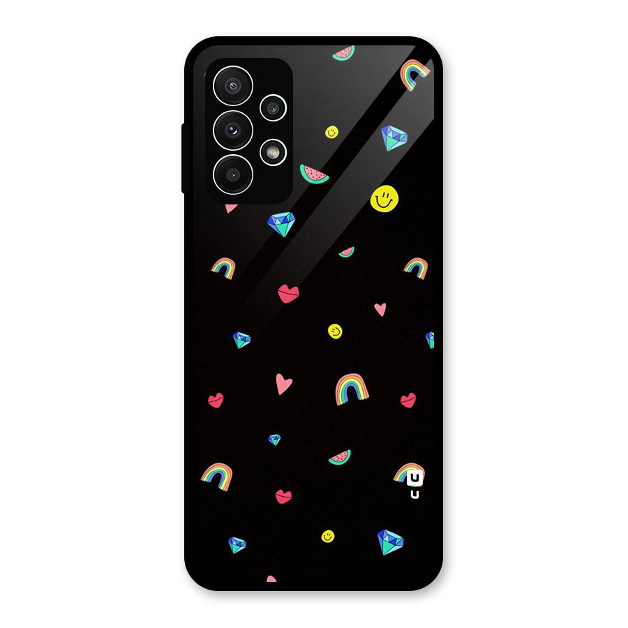 Cute Multicolor Shapes Glass Back Case for Galaxy A23