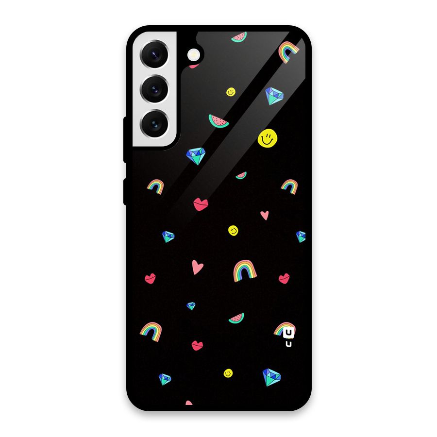 Cute Multicolor Shapes Glass Back Case for Galaxy S22 Plus 5G
