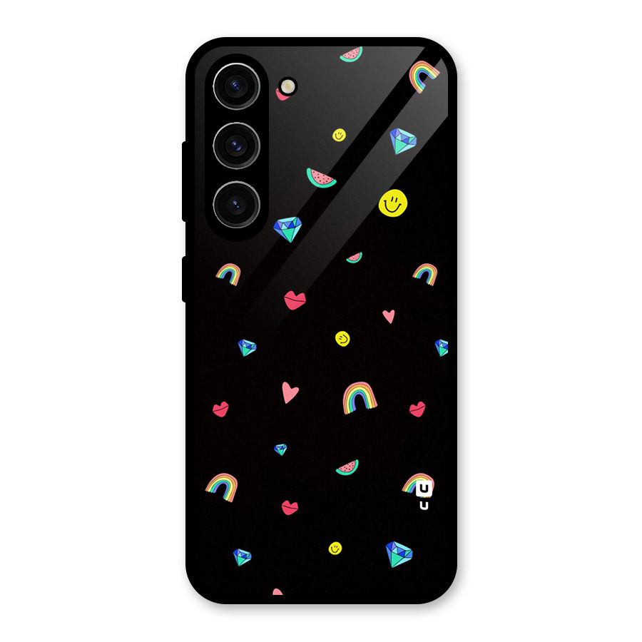 Cute Multicolor Shapes Glass Back Case for Galaxy S23