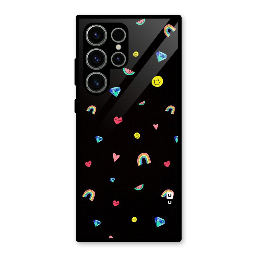 Cute Multicolor Shapes Glass Back Case for Galaxy S23 Ultra