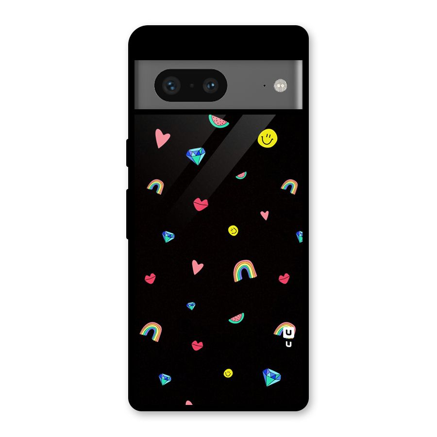 Cute Multicolor Shapes Glass Back Case for Google Pixel 7