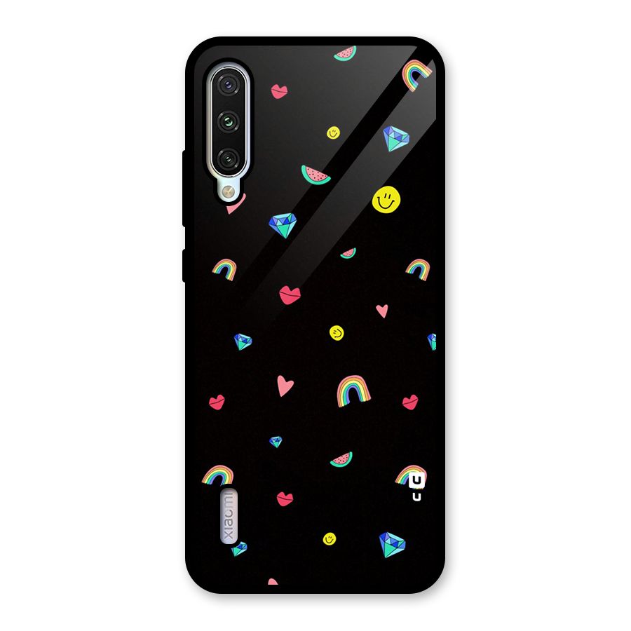 Cute Multicolor Shapes Glass Back Case for Mi A3