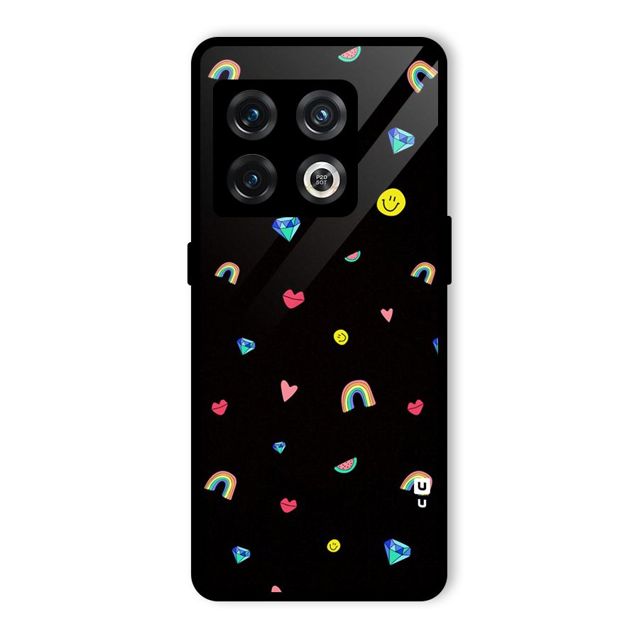 Cute Multicolor Shapes Glass Back Case for OnePlus 10 Pro 5G