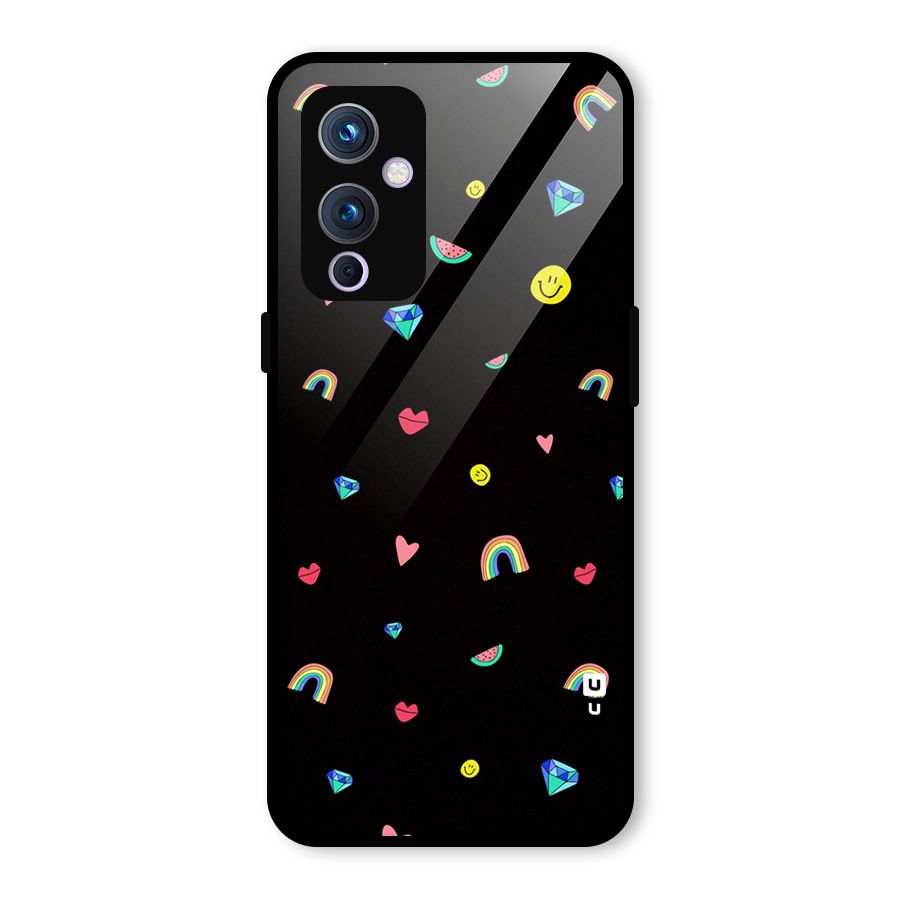Cute Multicolor Shapes Glass Back Case for OnePlus 9