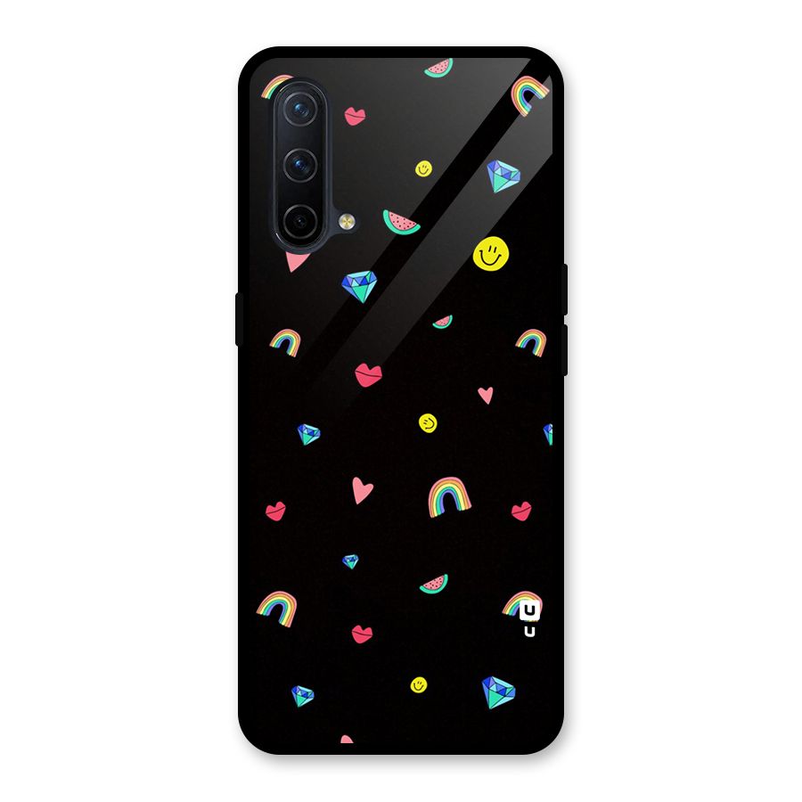 Cute Multicolor Shapes Glass Back Case for OnePlus Nord CE 5G