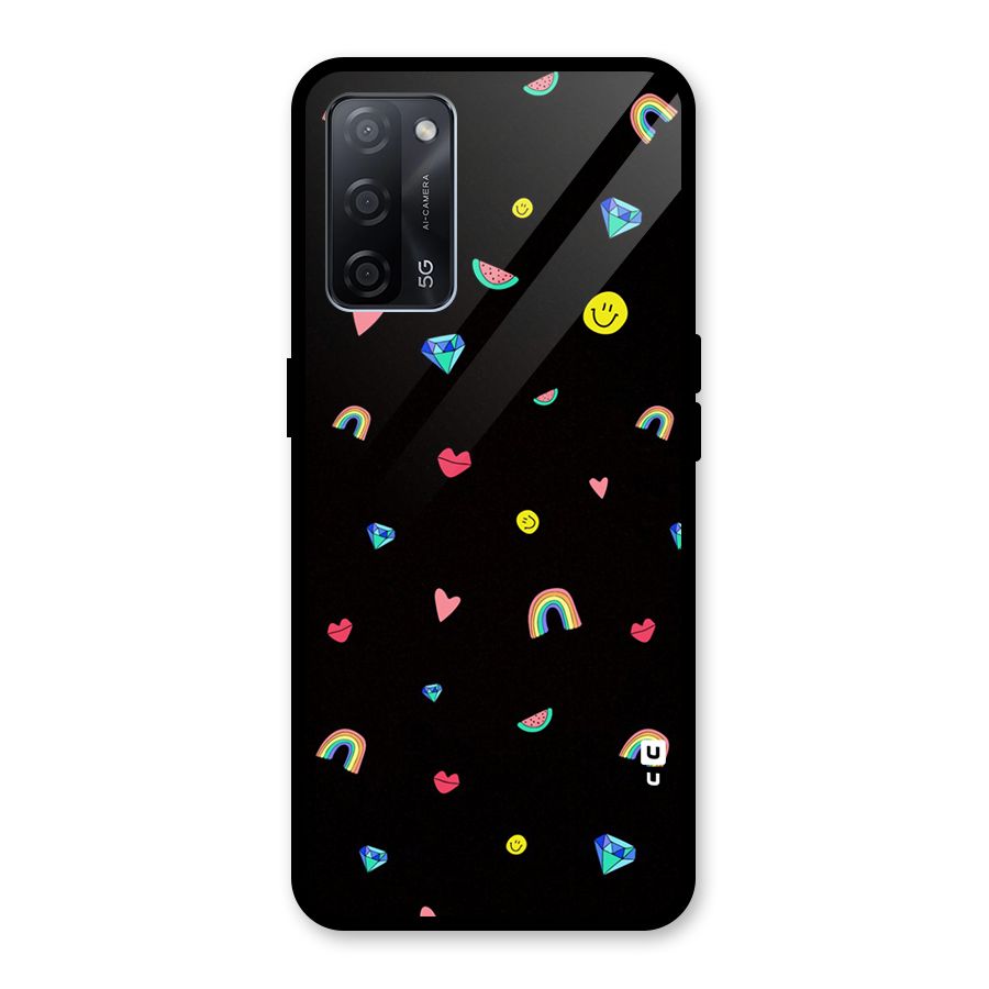 Cute Multicolor Shapes Glass Back Case for Oppo A53s 5G