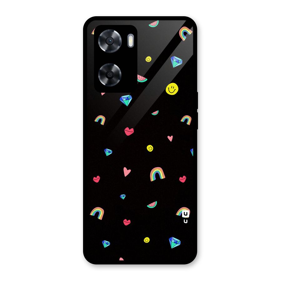 Cute Multicolor Shapes Glass Back Case for Oppo A57 2022