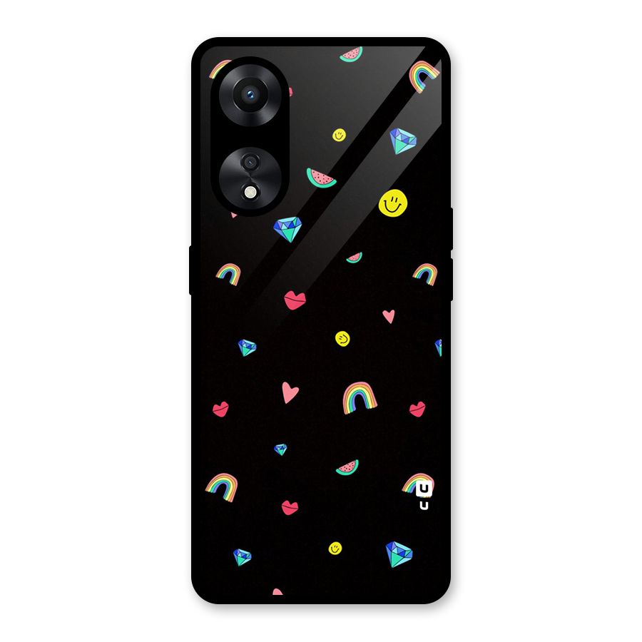 Cute Multicolor Shapes Glass Back Case for Oppo A78