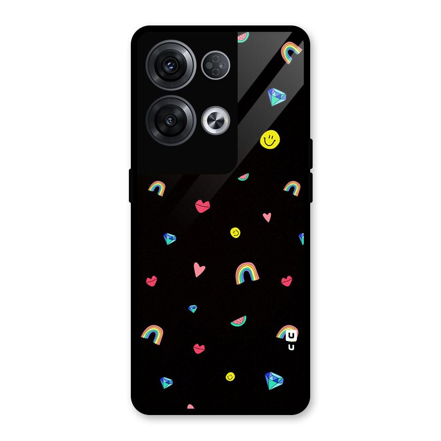 Cute Multicolor Shapes Glass Back Case for Oppo Reno8 Pro 5G
