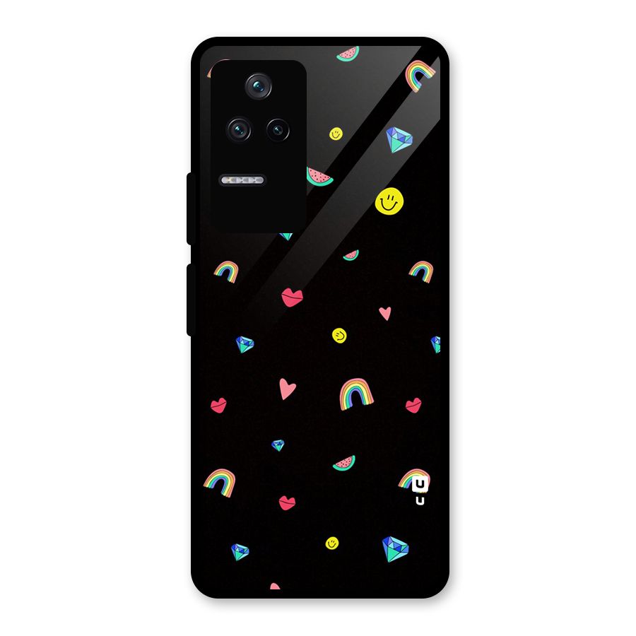 Cute Multicolor Shapes Glass Back Case for Poco F4 5G