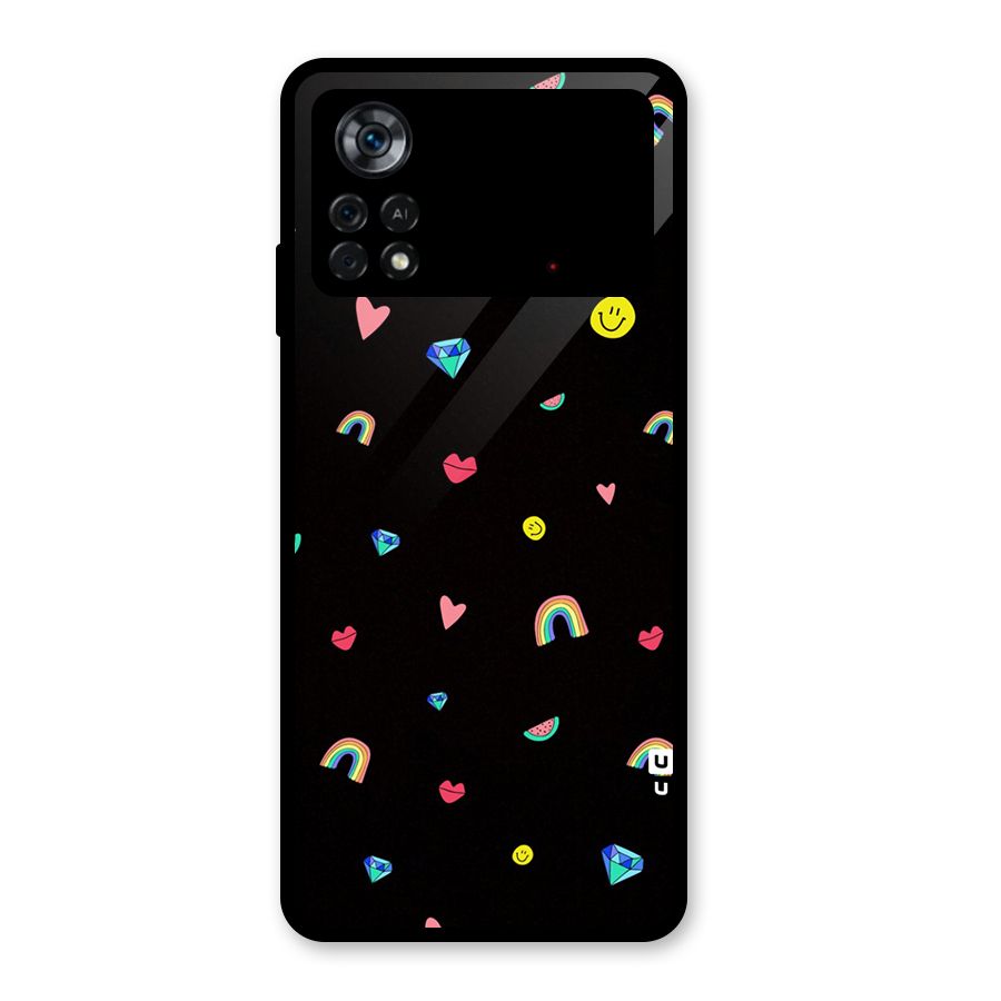 Cute Multicolor Shapes Glass Back Case for Poco X4 Pro 5G