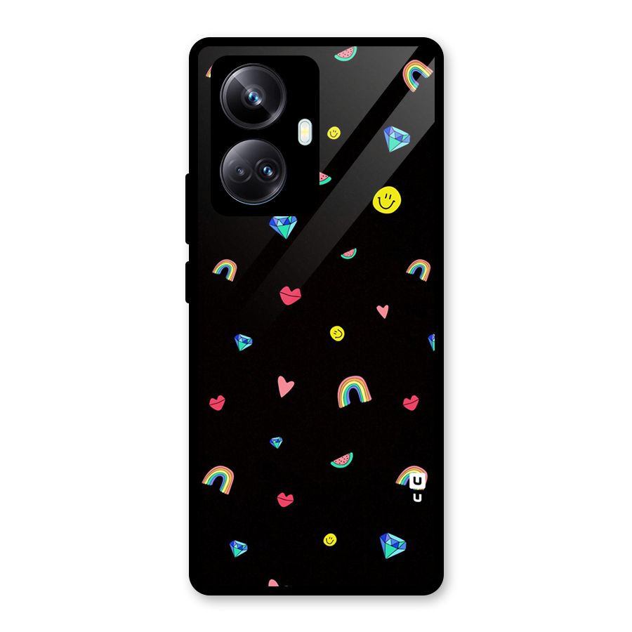 Cute Multicolor Shapes Glass Back Case for Realme 10 Pro Plus