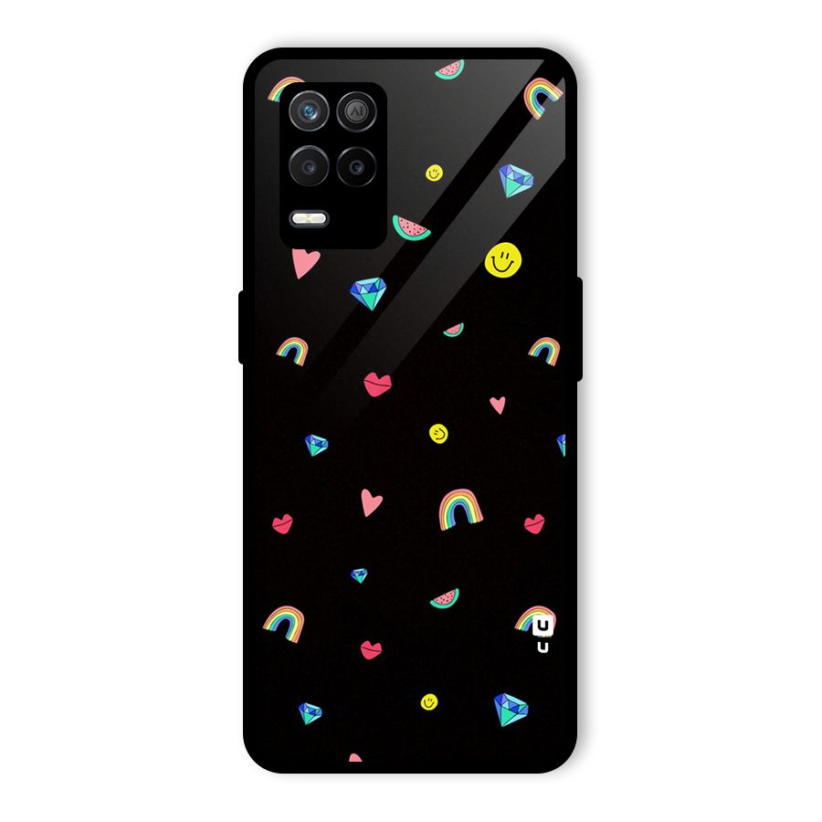 Cute Multicolor Shapes Glass Back Case for Realme 8 5G