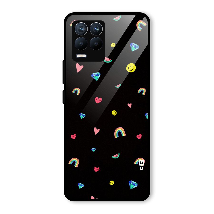 Cute Multicolor Shapes Glass Back Case for Realme 8 Pro