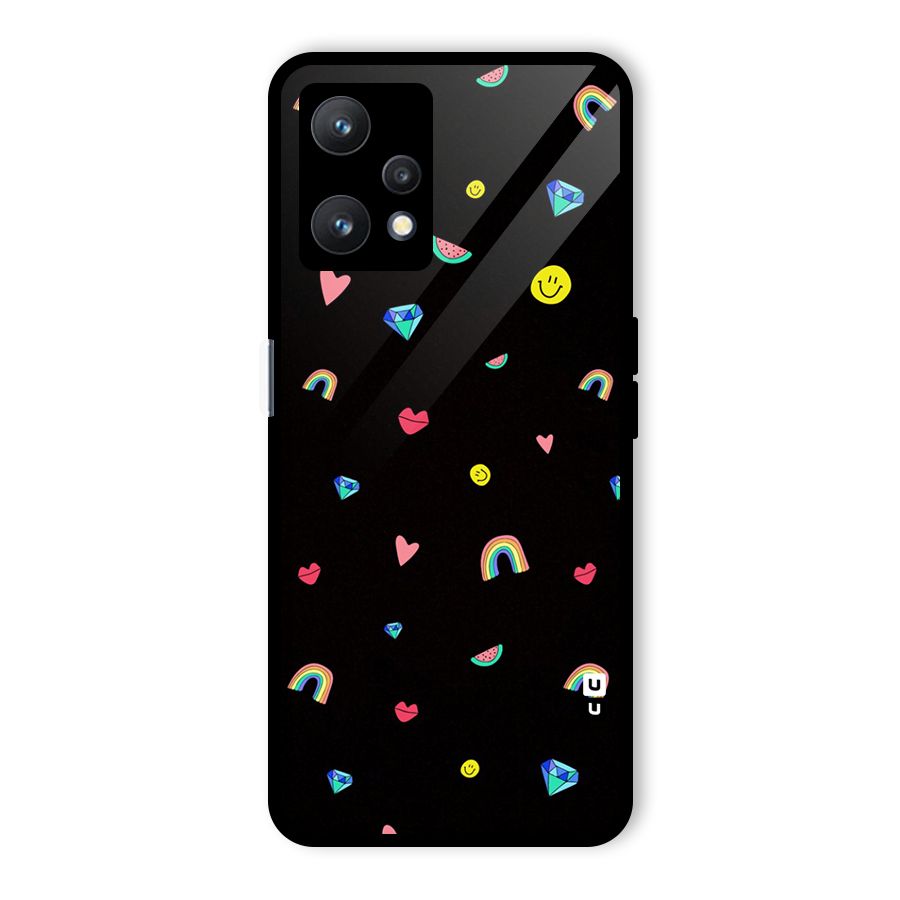 Cute Multicolor Shapes Glass Back Case for Realme 9 Pro 5G