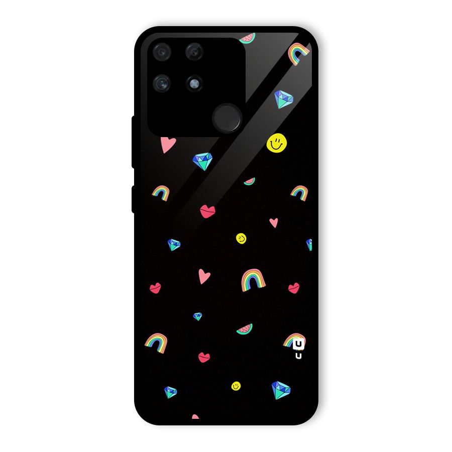 Cute Multicolor Shapes Glass Back Case for Realme Narzo 50A