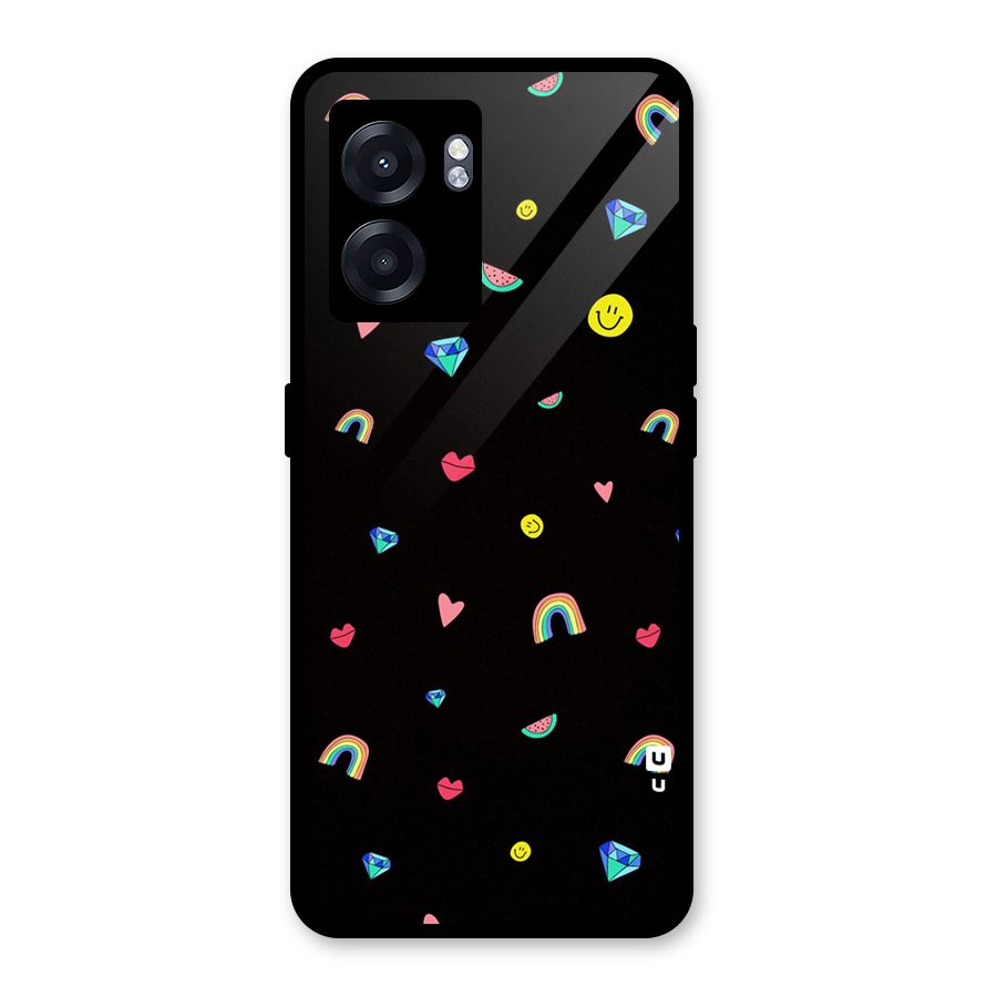 Cute Multicolor Shapes Glass Back Case for Realme Narzo 50 5G