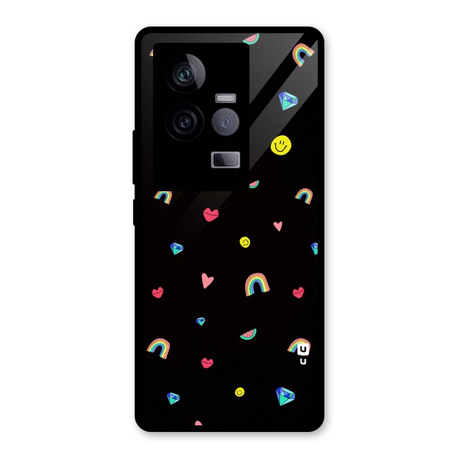Cute Multicolor Shapes Glass Back Case for Vivo iQOO 11 5G