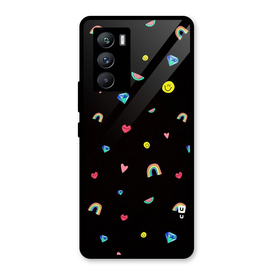 Cute Multicolor Shapes Glass Back Case for Vivo iQOO 9 SE