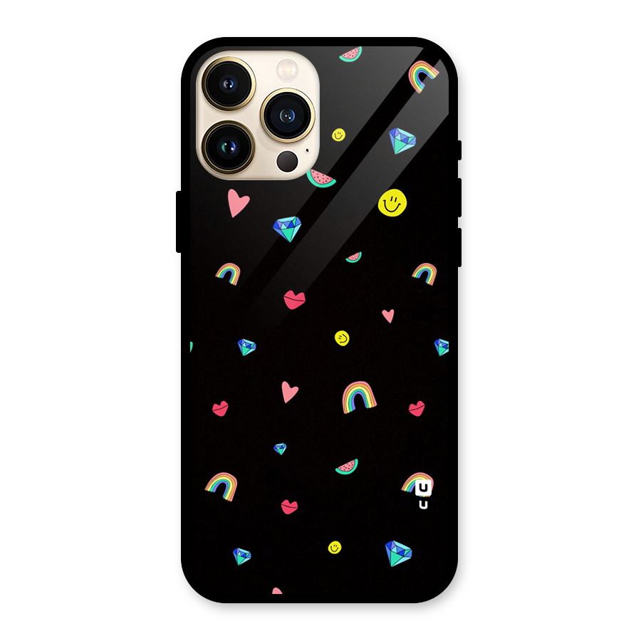Cute Multicolor Shapes Glass Back Case for iPhone 13 Pro Max