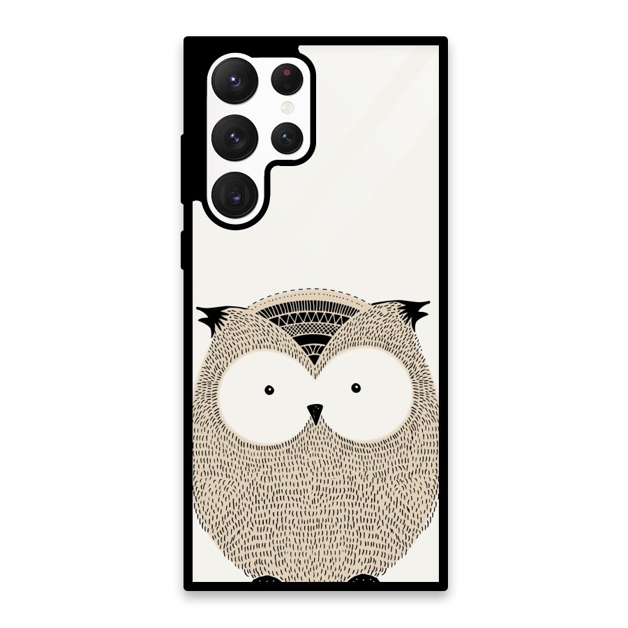 Cute Owl Glass Back Case for Galaxy S22 Ultra 5G