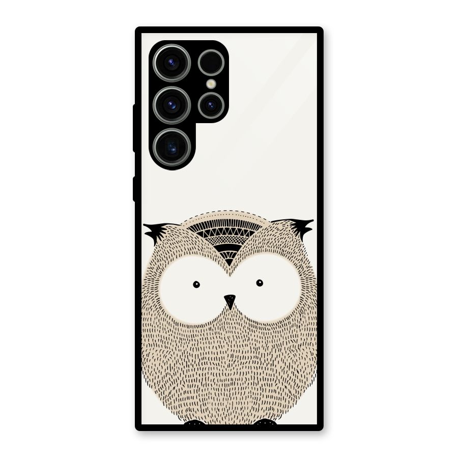 Cute Owl Glass Back Case for Galaxy S23 Ultra