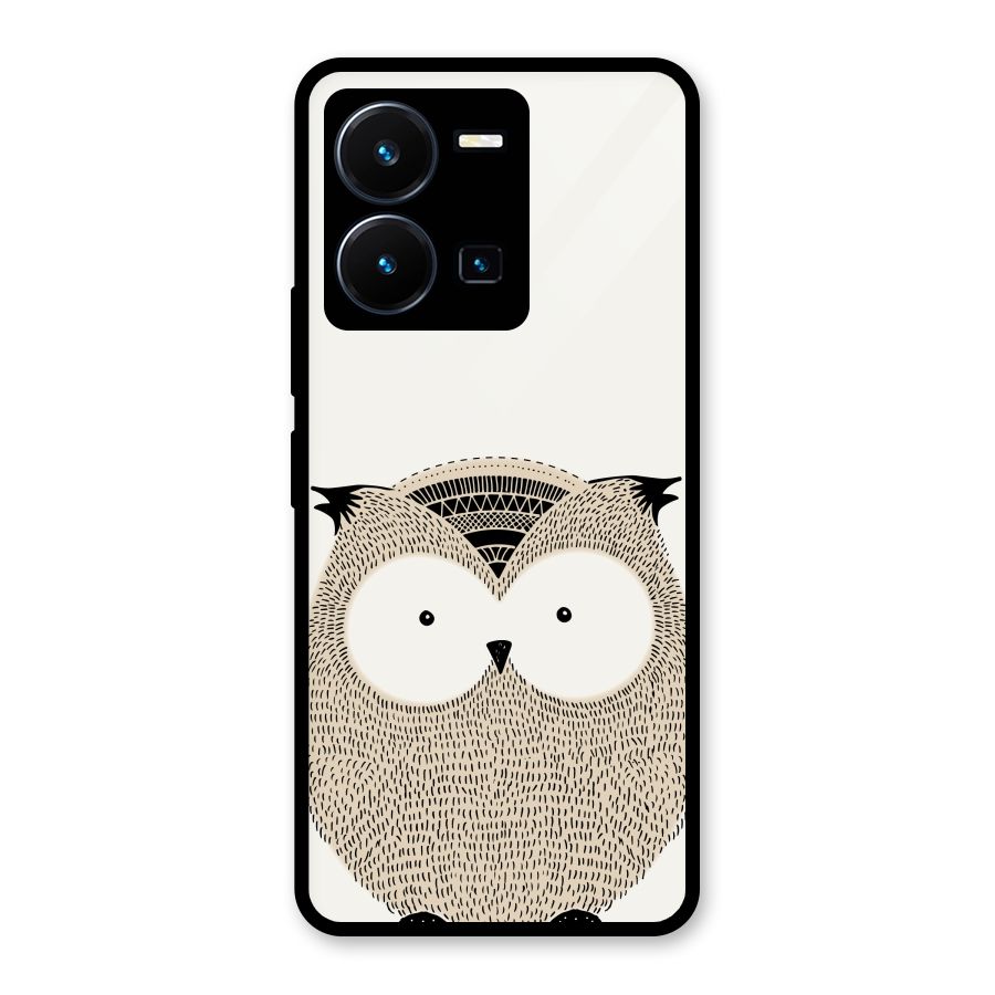 Cute Owl Glass Back Case for Vivo Y35