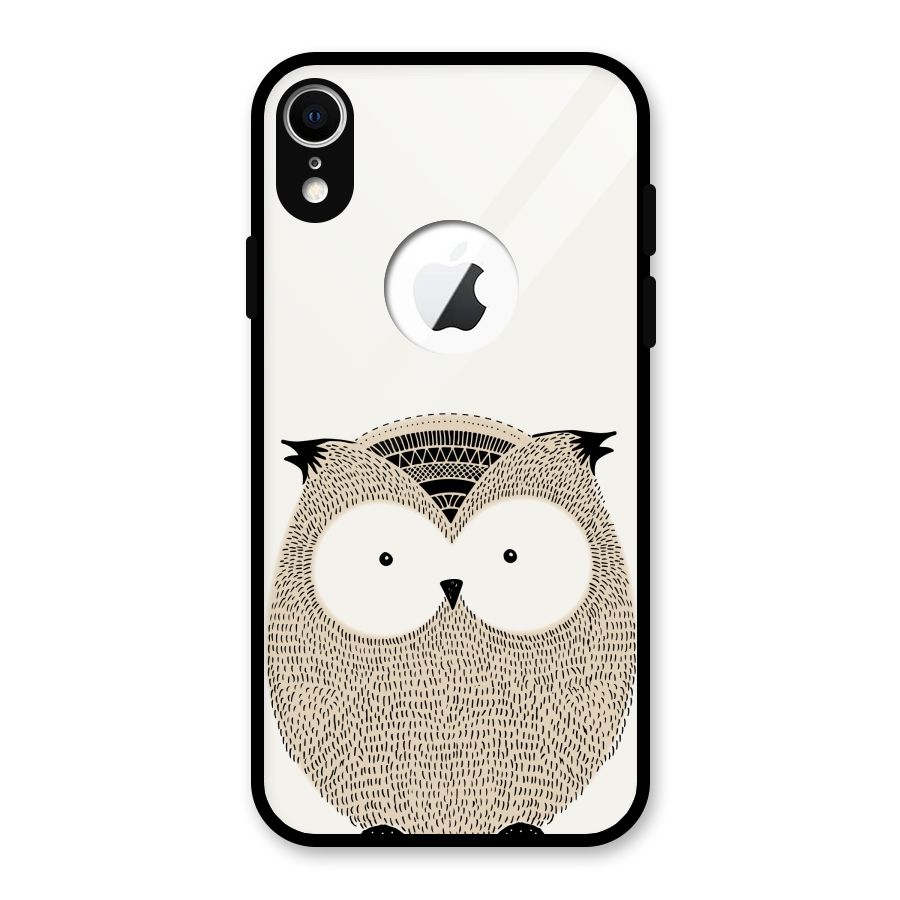 Cute Owl Glass Back Case for iPhone XR Logo Cut