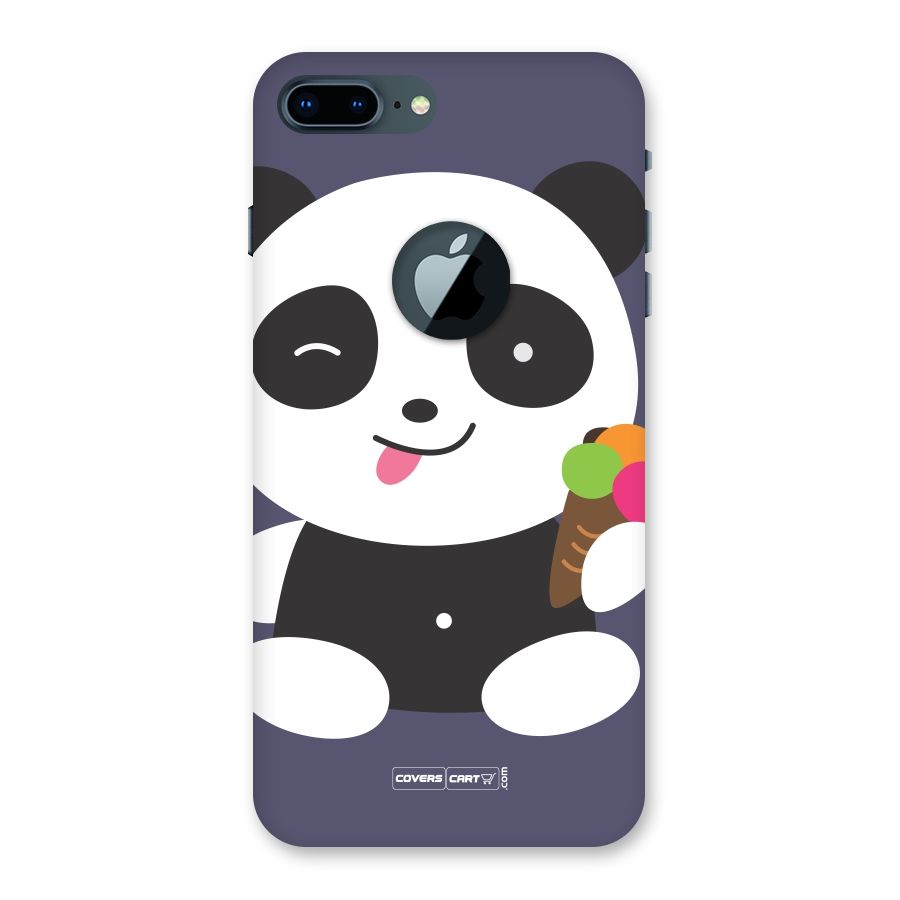 Cute Panda Blue Back Case for iPhone 7 Plus Logo Cut