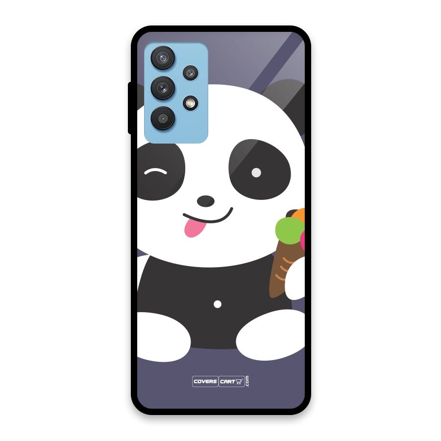 Cute Panda Blue Glass Back Case for Galaxy M32 5G