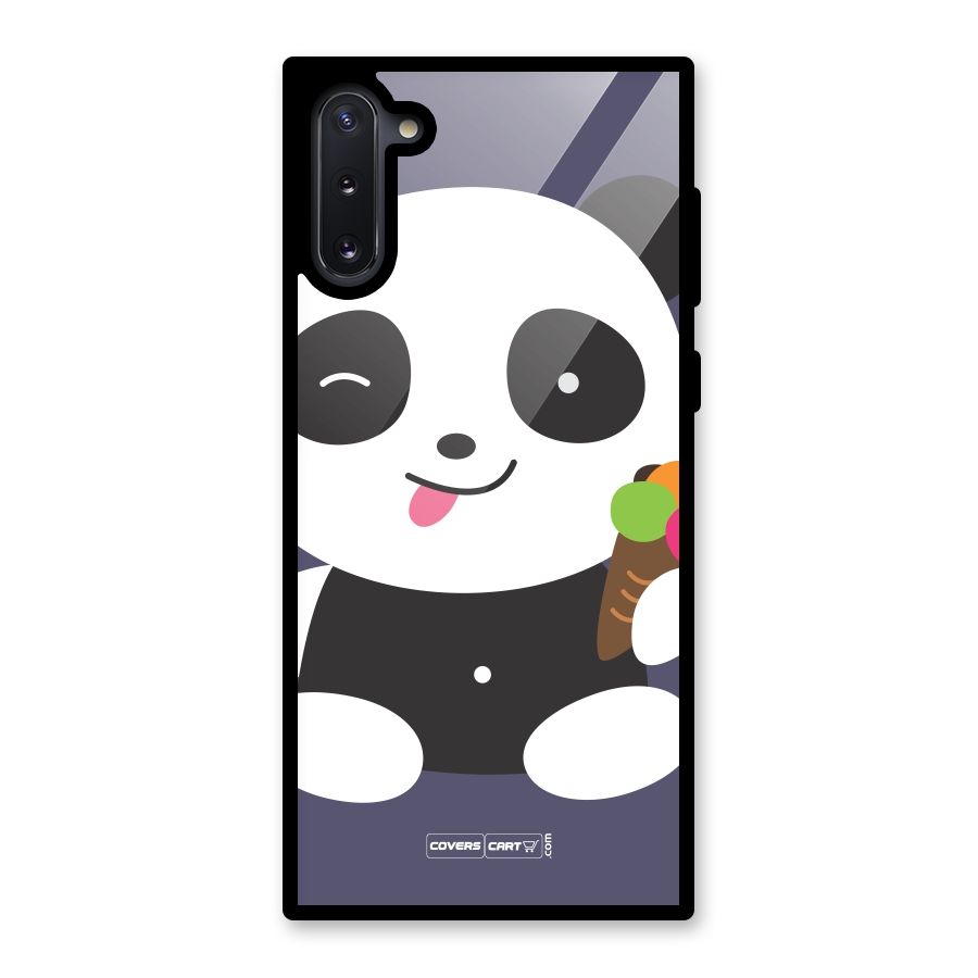 Cute Panda Blue Glass Back Case for Galaxy Note 10
