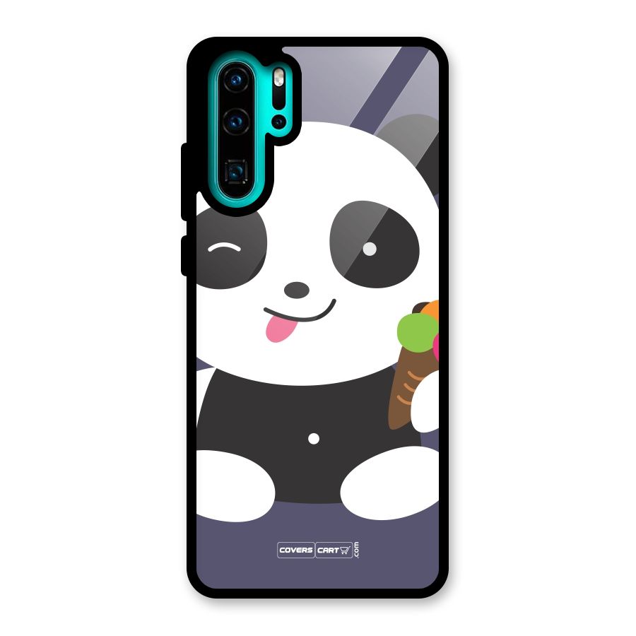 Cute Panda Blue Glass Back Case for Huawei P30 Pro