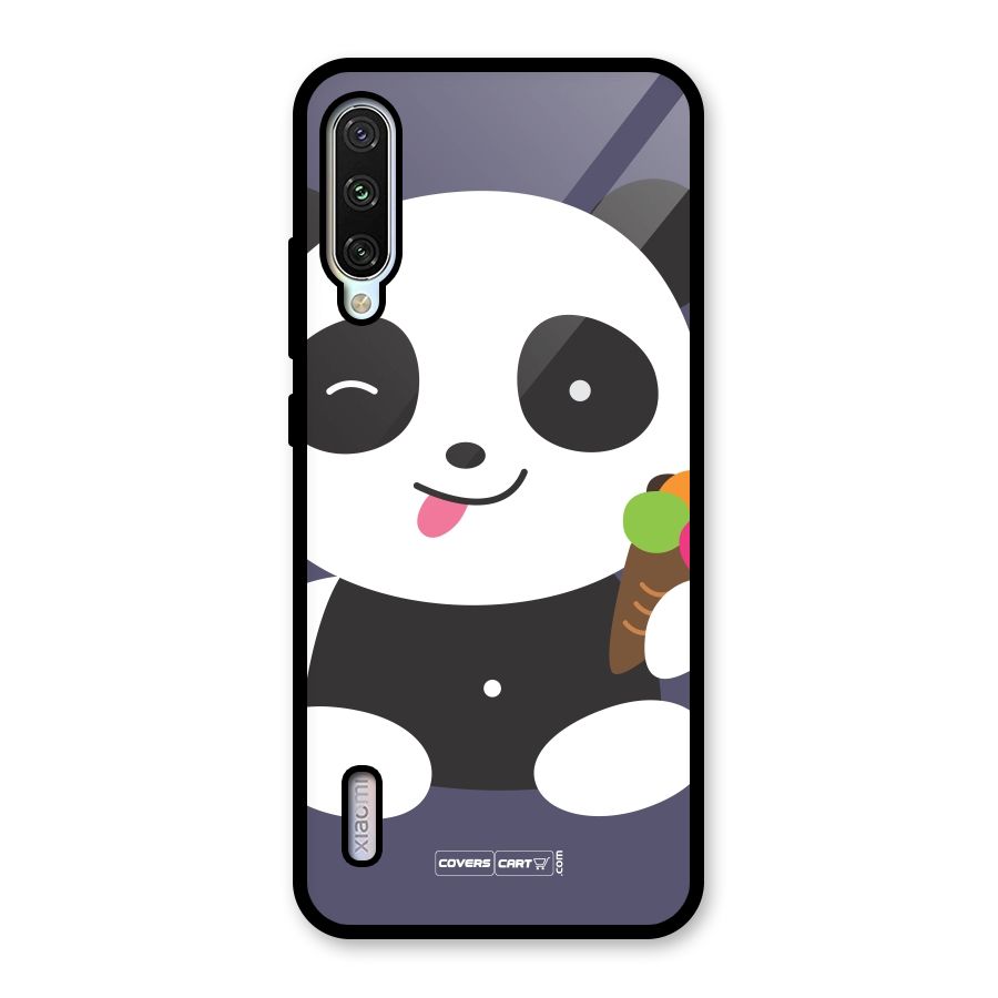 Cute Panda Blue Glass Back Case for Mi A3
