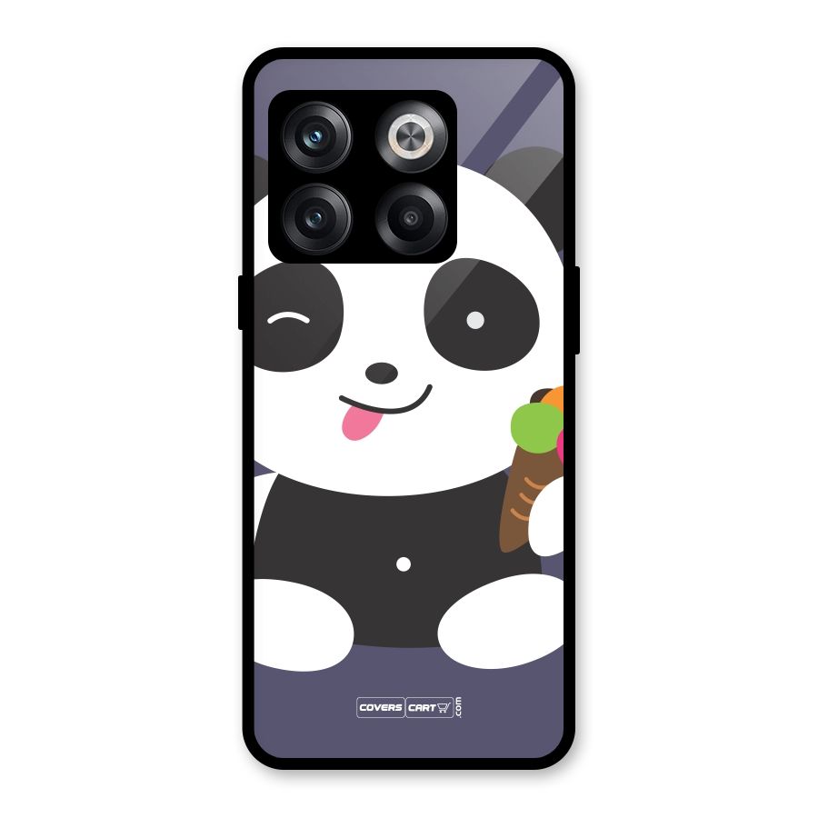 Cute Panda Blue Glass Back Case for OnePlus 10T