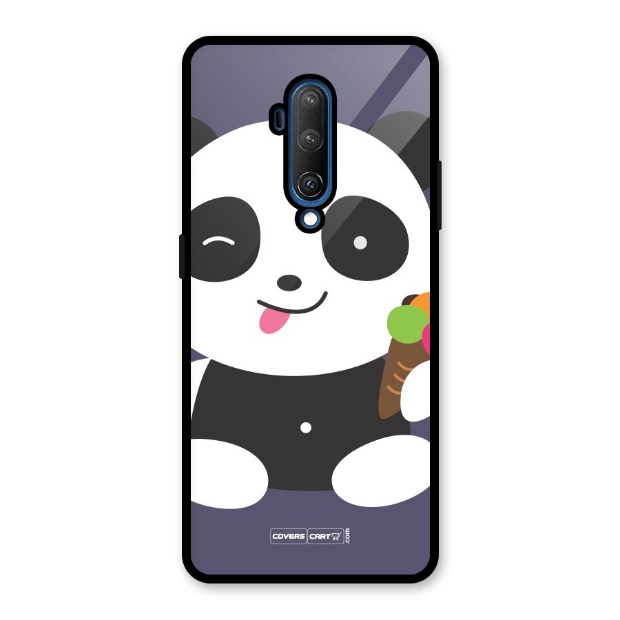 Cute Panda Blue Glass Back Case for OnePlus 7T Pro