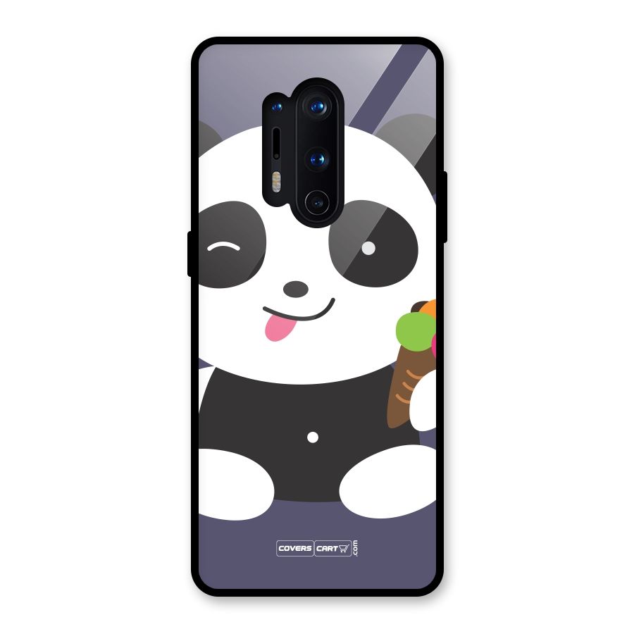 Cute Panda Blue Glass Back Case for OnePlus 8 Pro