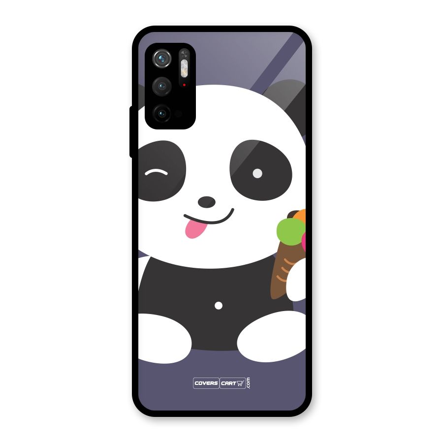 Cute Panda Blue Glass Back Case for Poco M3 Pro 5G