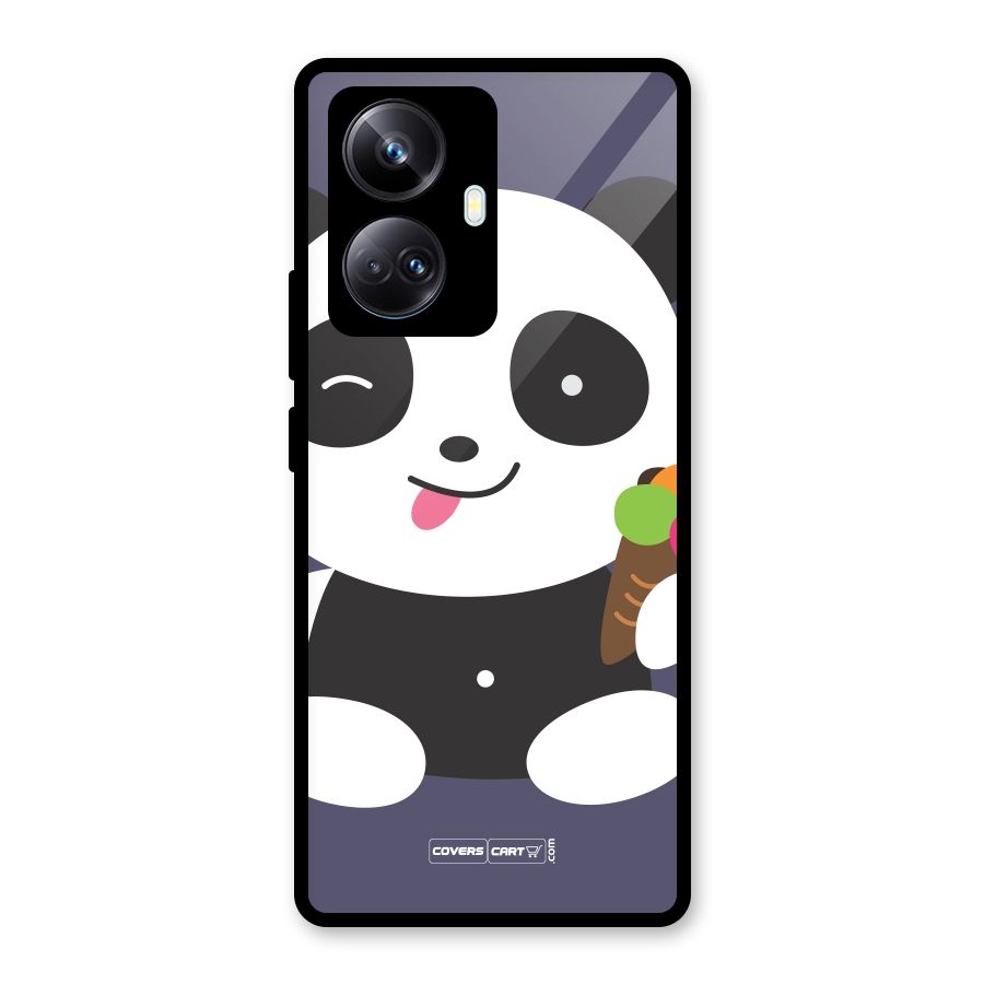 Cute Panda Blue Glass Back Case for Realme 10 Pro Plus