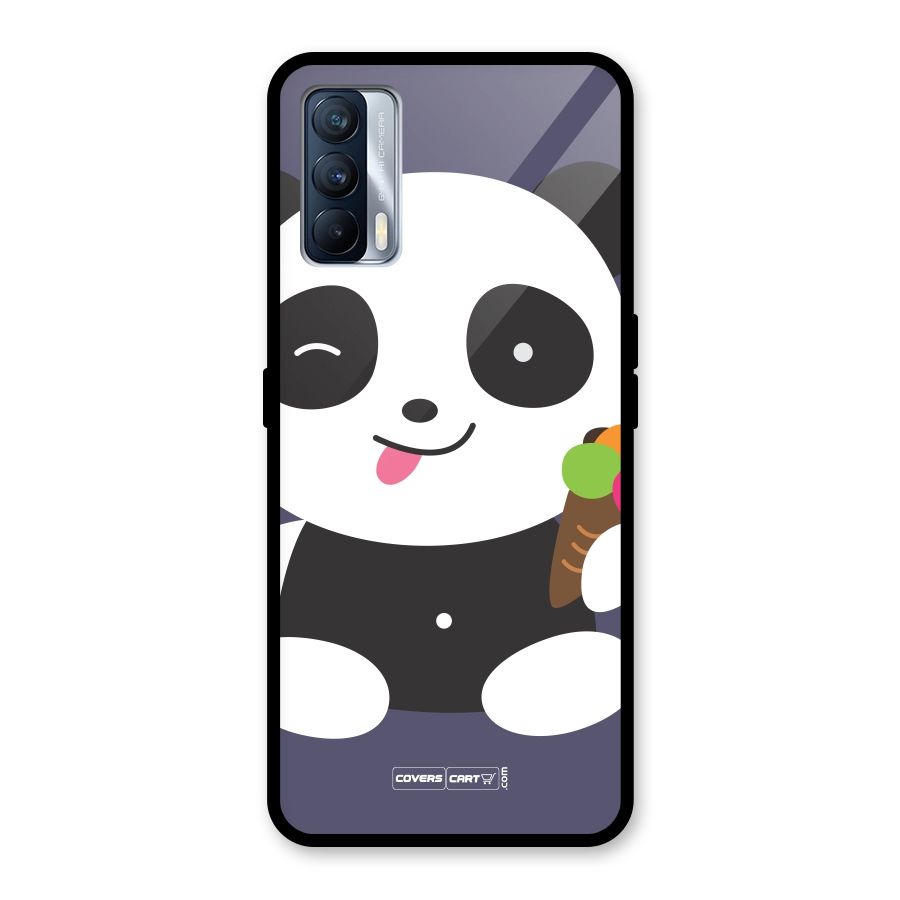 Cute Panda Blue Glass Back Case for Realme X7