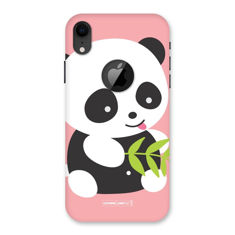 Cute Panda Pink Back Case for iPhone XR Logo Cut