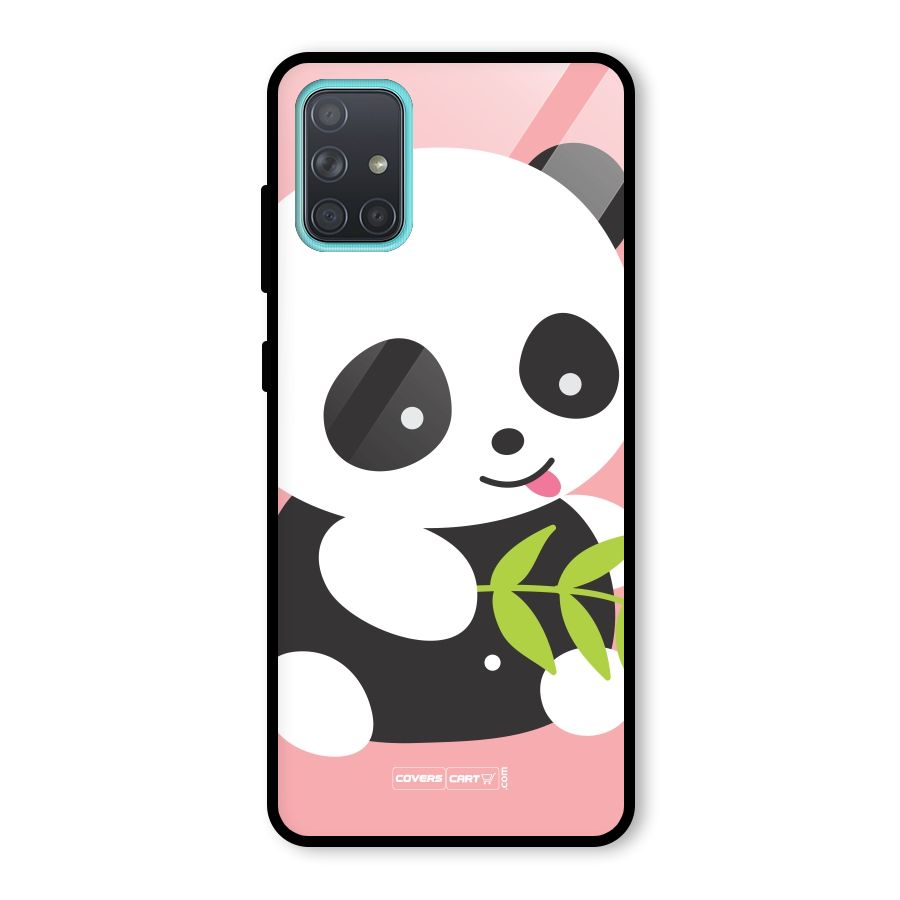 Cute Panda Pink Glass Back Case for Galaxy A71