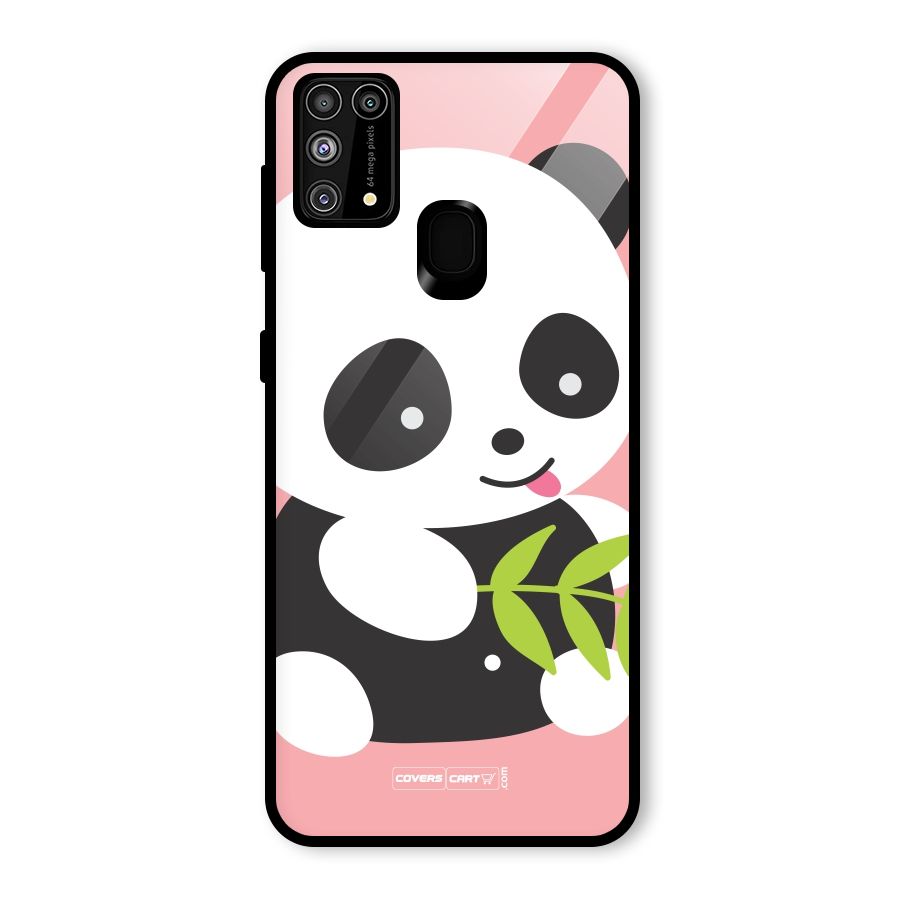 Cute Panda Pink Glass Back Case for Galaxy F41