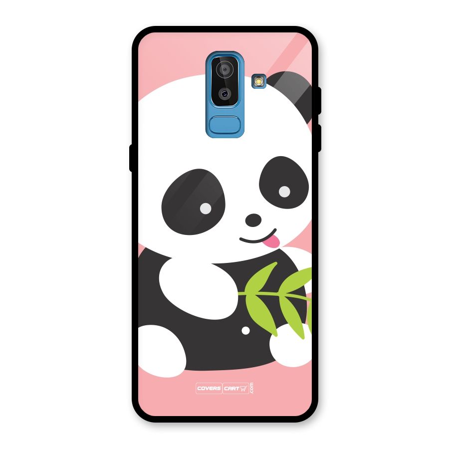Cute Panda Pink Glass Back Case for Galaxy J8