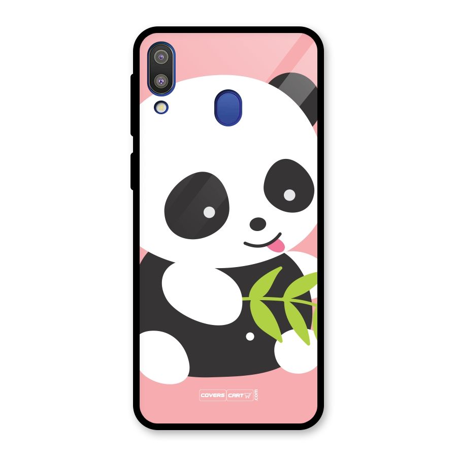 Cute Panda Pink Glass Back Case for Galaxy M20