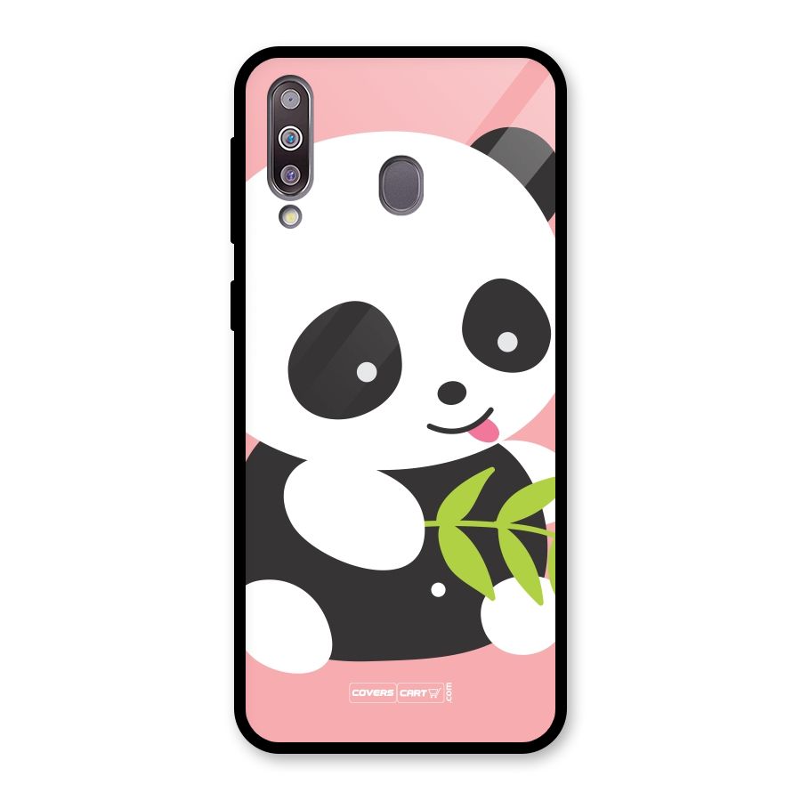 Cute Panda Pink Glass Back Case for Galaxy M30